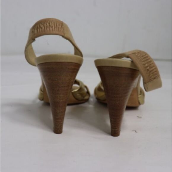 Kate Spade Gold nude Open Toe Slingback Heels - Picture 3 of 10